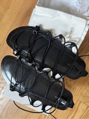 The Row Roman Leather Gladiator Sandals w/ dust bag & box